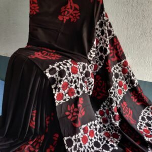 Mulmul Bagru print saree