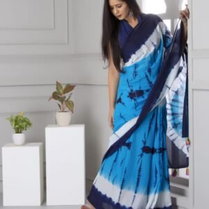 Mulmul Bagru print saree