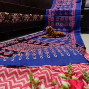 Mulmul Bagru print saree