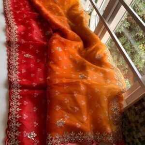 Pure organza saree cover with hand coding